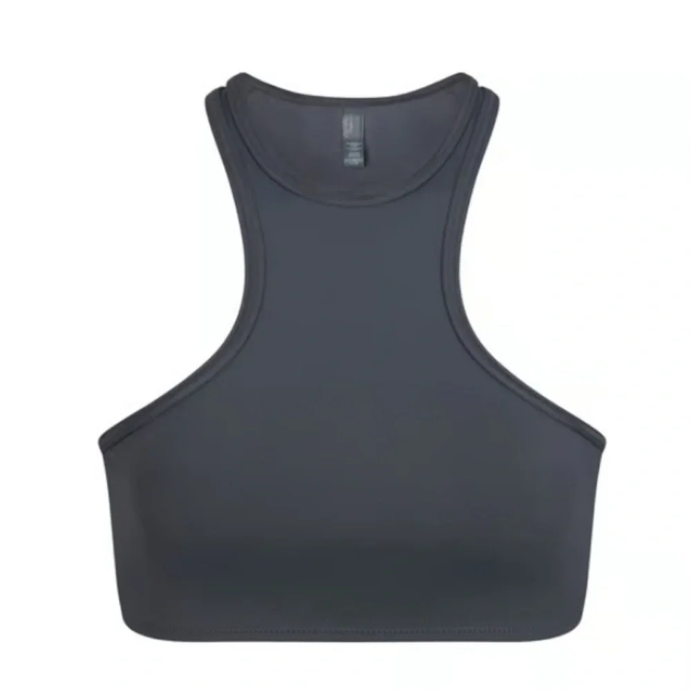 Skims (B10) Swim High Neck Racerback Bikini Top - gunmetal NWT